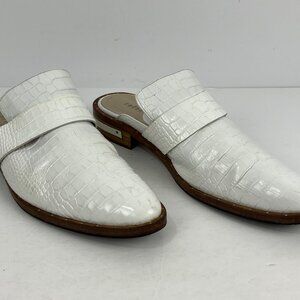 Freda Salvador Mules Slippers Size 8.5 White Leather Pointed Toe Block Heel 1in